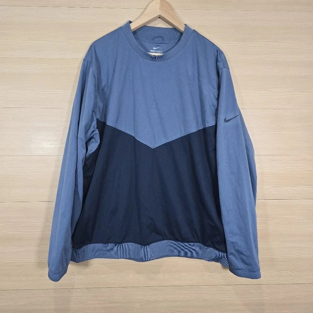 Nike Golf Pullover Mens‎ XL SHIELD Victory Water Resistant Blue Colorblock